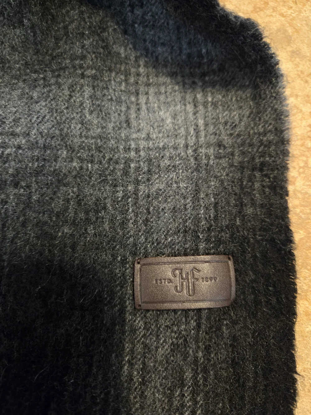 Hickey Freeman Black to Charcoal Ombre Fringe Scarf